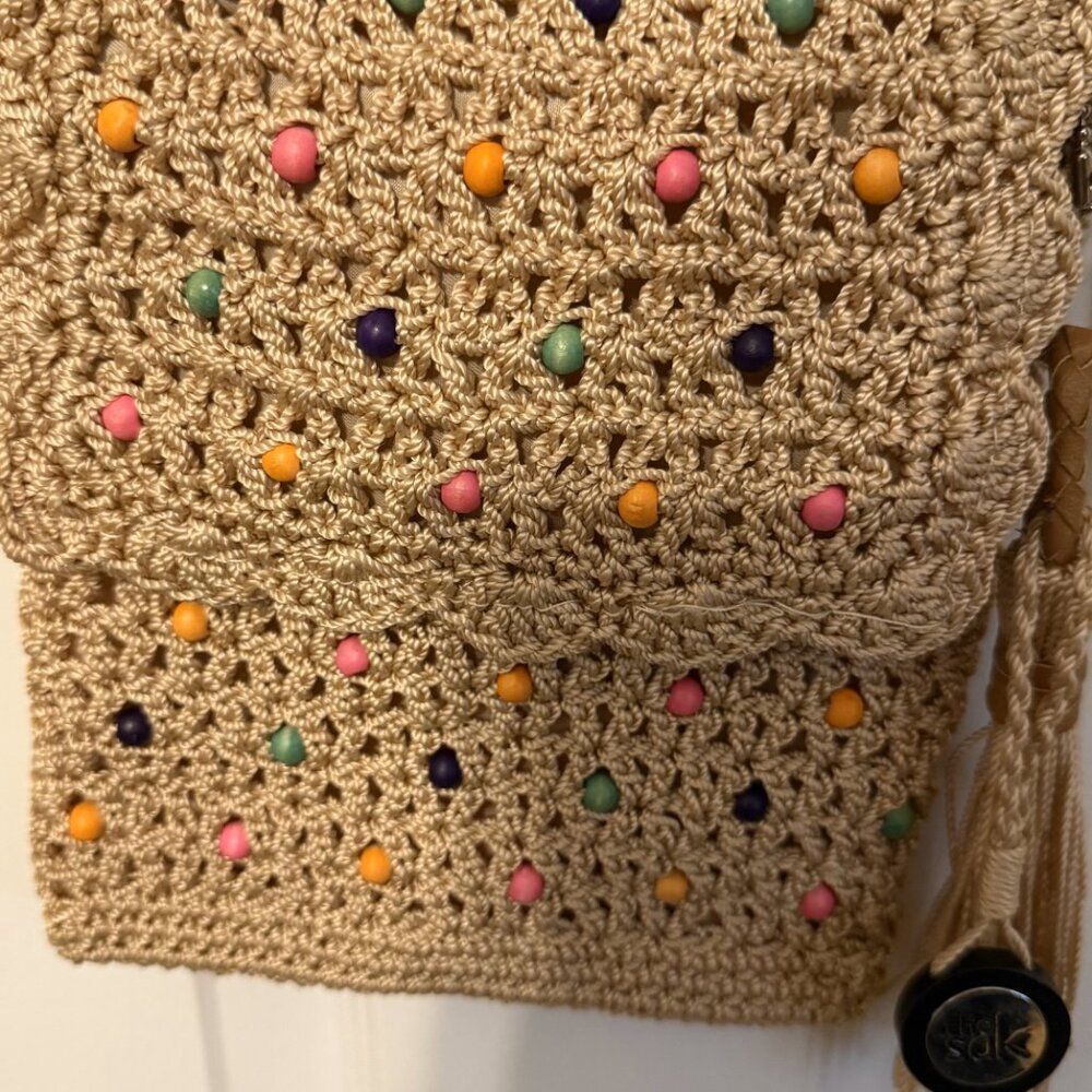 The Sak Handmade Crochet Hobo Handbag Boho Artisanal Shoulder Bag EUC - Picture 4 of 6